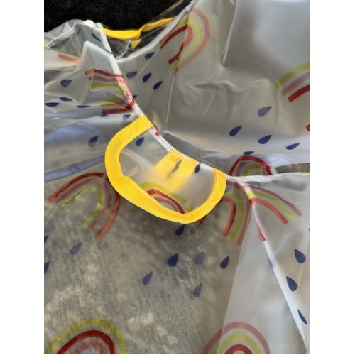 Прозорий дощовик для собак з веселками, водонепроникний комбінезон з жовтою окантовкою