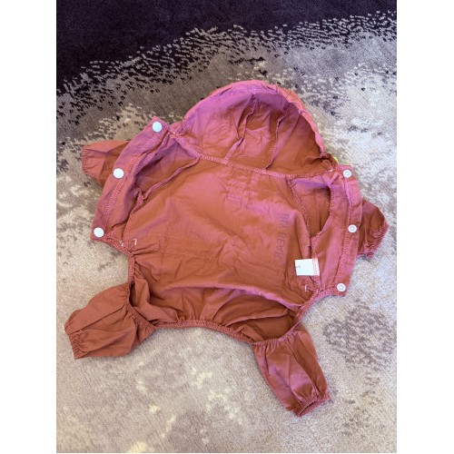 Дождевик для собак бордовый с капюшоном, водонепроницаемый комбинезон c регулировкой на талии BLY BEAR