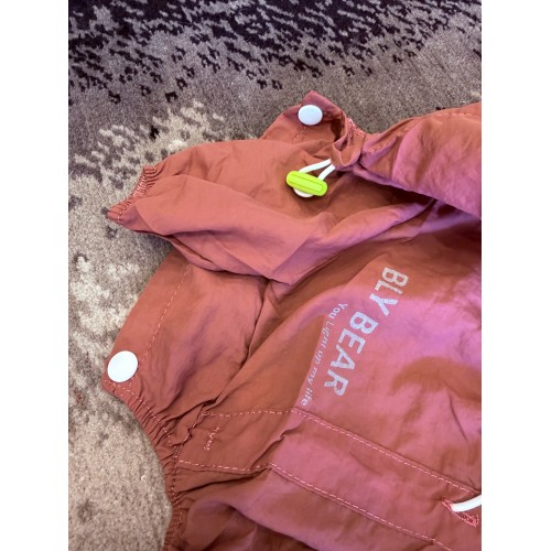 Дождевик для собак бордовый с капюшоном, водонепроницаемый комбинезон c регулировкой на талии BLY BEAR