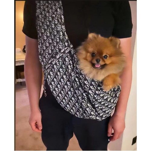Брендовый слинг-сумка для переноски собак и котов, кенгуру через плечо Christian Dior, черная
