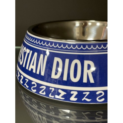 Брендовая миска для животных собак и котов на подставке с железной миской Диор Dior синяя