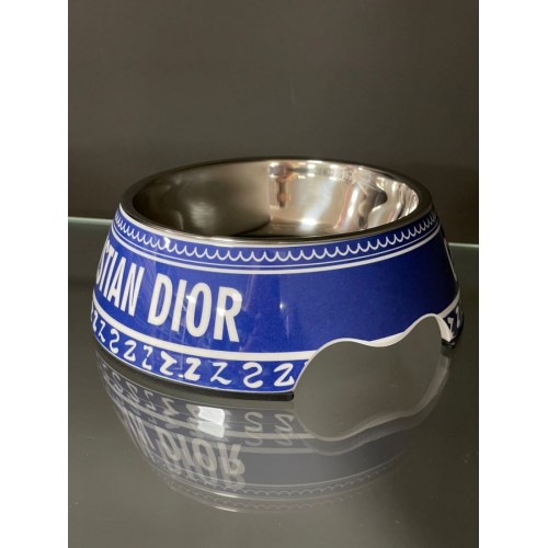 Брендовая миска для животных собак и котов на подставке с железной миской Диор Dior синяя