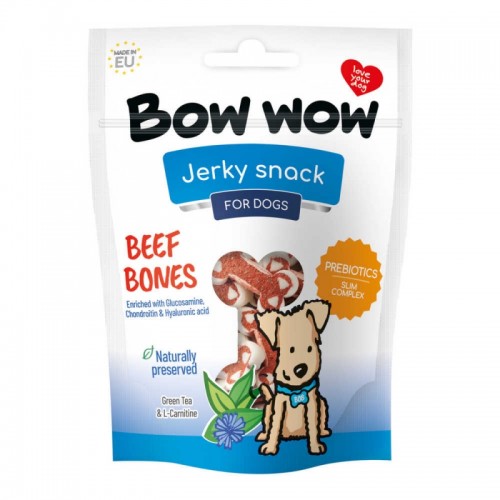 Ласощі для собак "Bow wow" снеки з яловичини у вигляді кісточок, 80 г