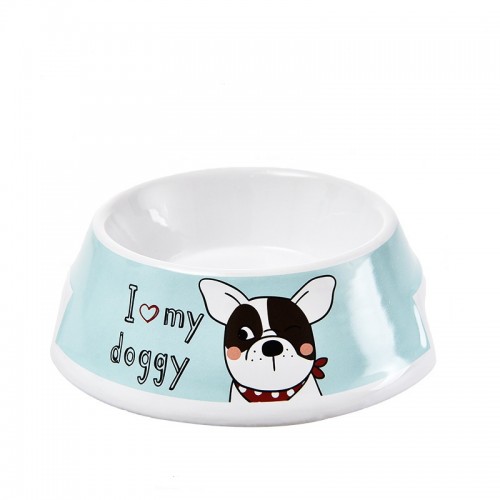 Керамическая миска для собак и кошек Elite "I LOVE MY DOGGY" голубая с белым 18*18*6см