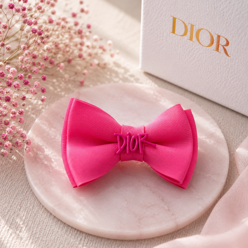 Малинова шпилька-бант Dior для собак | Яскравий аксесуар для грумінгу та фотосесій | Прикраса для довгої вовни