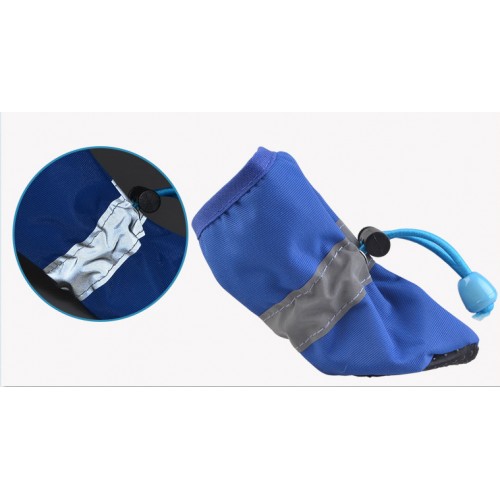 Теплі черевики для собак на весну-осінь, водонепроникні із затяжкою на флісі, синього кольору