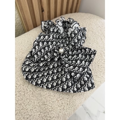 Платье для собак Dior Monogram Black & White | Брендовая одежда для питомцев