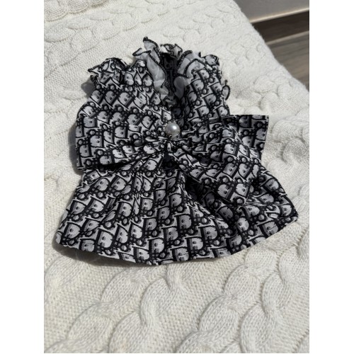 Платье для собак Dior Monogram Black & White | Брендовая одежда для питомцев