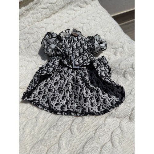 Платье для собак Dior Monogram Black & White | Брендовая одежда для питомцев