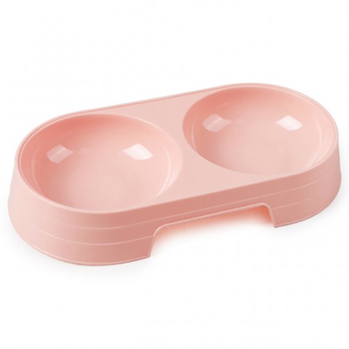 Двойная пластиковая миска для собак и кошек 23*12*3,7см розовый