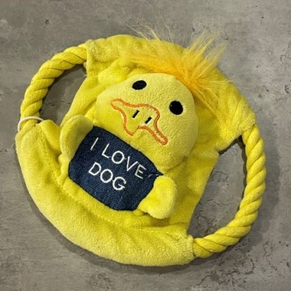 Іграшка для собак ФРІСБІ Качка з канатом FeiPet, жовтий 18см