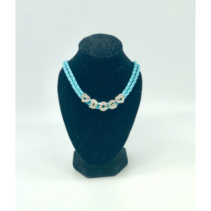 Ожерелье для собак с надписью из камней Dog голубого цвета