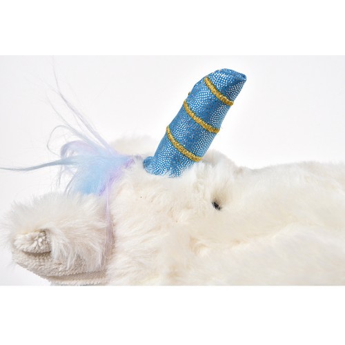 Іграшка для собак Elite Конячка-єдиноріг із зірочками плюшева зі звуком, біла 32*27см