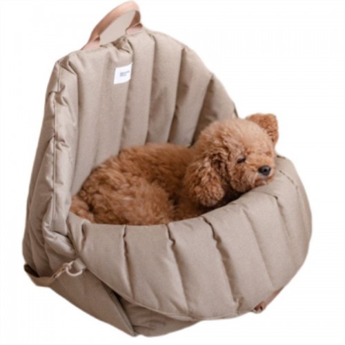 Стильная сумка-переноска для собак с 3 видами ручек,горизонтальная прошивка,ультралегкая, бежевая