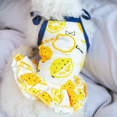Платье для собак PetCircle "Лимончики" белая