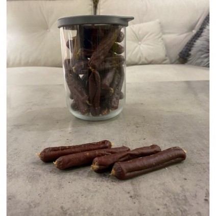 Ласощі "Селянські Солодощі" для собак ковбаски качині в\'ялені 6,5-7,5см