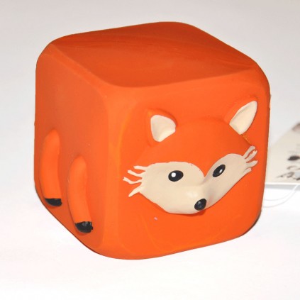 Игрушка для собак Elite Квадратная ЛИСА латексная с пищалкой, оранжевая 7см