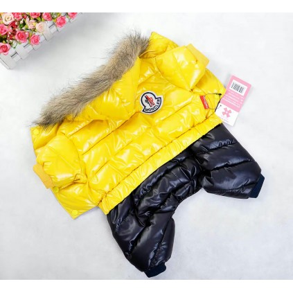 Брендовий зимовий комбінезон для собак MONCLER, жовтий