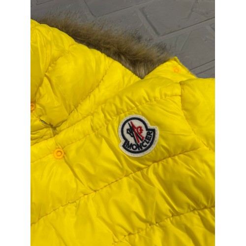 Брендовий зимовий комбінезон для собак MONCLER, жовтий