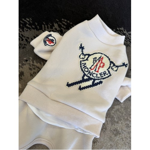 Брендовий трикотажний костюм для собак MONCLER з плюшевою підкладкою, бежевий