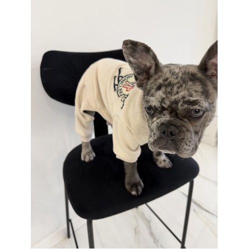 Брендовий трикотажний костюм для собак MONCLER з плюшевою підкладкою, бежевий
