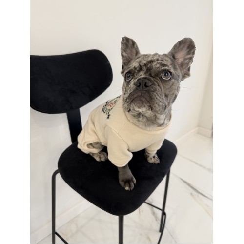 Брендовий трикотажний костюм для собак MONCLER з плюшевою підкладкою, бежевий