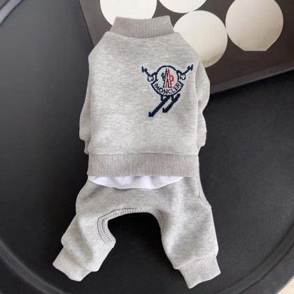 Брендовий трикотажний костюм для собак MONCLER, сірий
