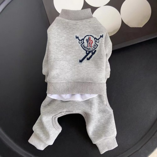 Брендовий трикотажний костюм для собак MONCLER, сірий