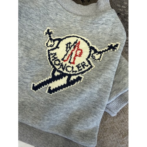 Брендовий трикотажний костюм для собак MONCLER з плюшевою підкладкою, сірий