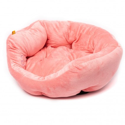 Лежанка плюшевая для собак и кошек Lovable Dog "Luxury round bed" персикового цвета