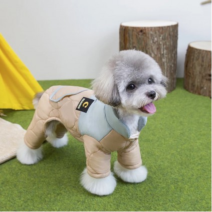 Зимовий комбінезон для собак "Кишенька" з кільцем на спинці, бежевий