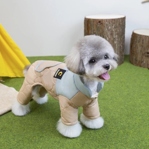 Зимовий комбінезон для собак "Кишенька" з кільцем на спинці, бежевий