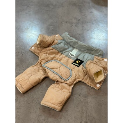 Зимний комбинезон для собак "Кармашек" с кольцом на спинке, бежевый