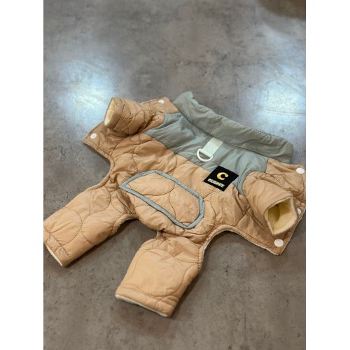 Зимовий комбінезон для собак "Кишенька" з кільцем на спинці, бежевий