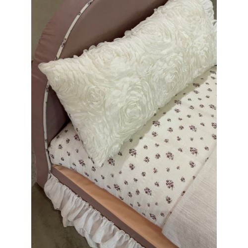 Ліжко лежанка для собак і кішок з пириною та подушкою Boris House білого кольору з квітами на принті